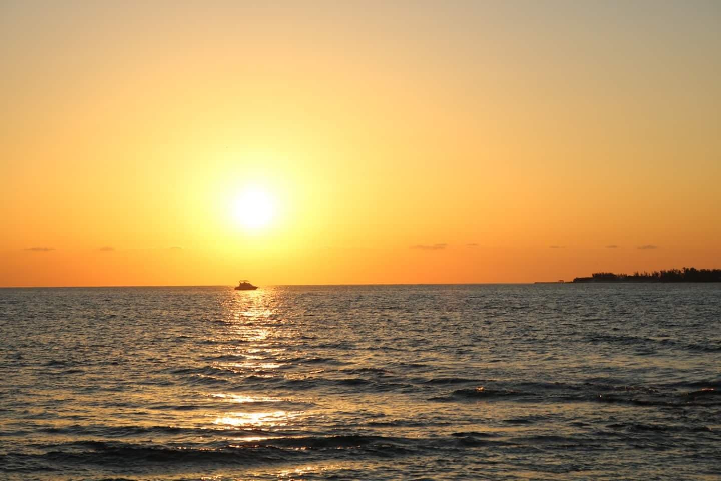 boating at a sunset